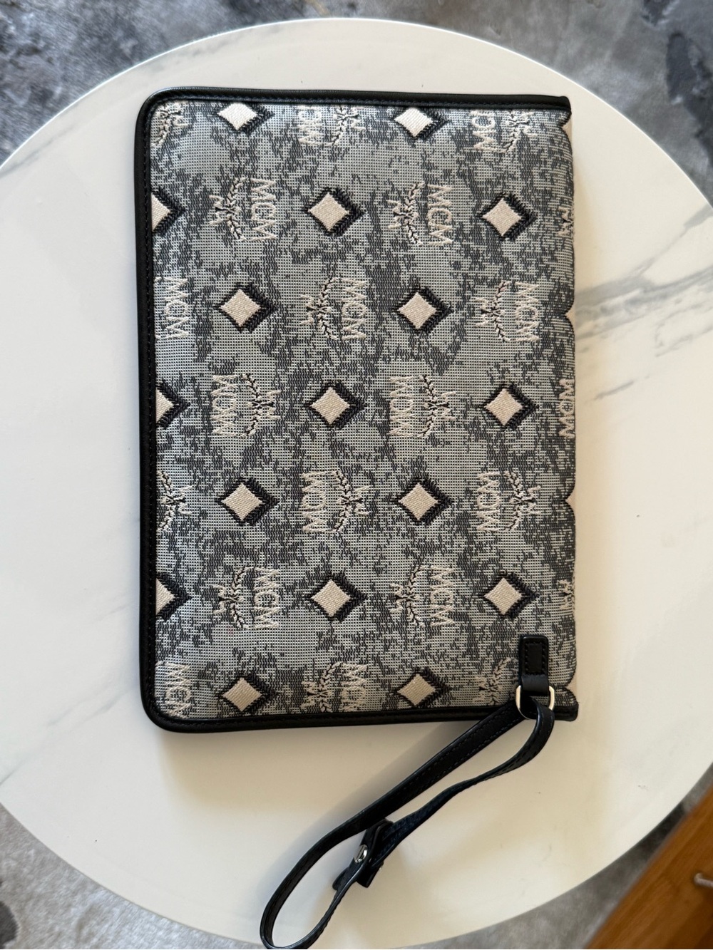 MCM Large Logo Monogram Tote in Gray and Black - Picture 14 of 16
